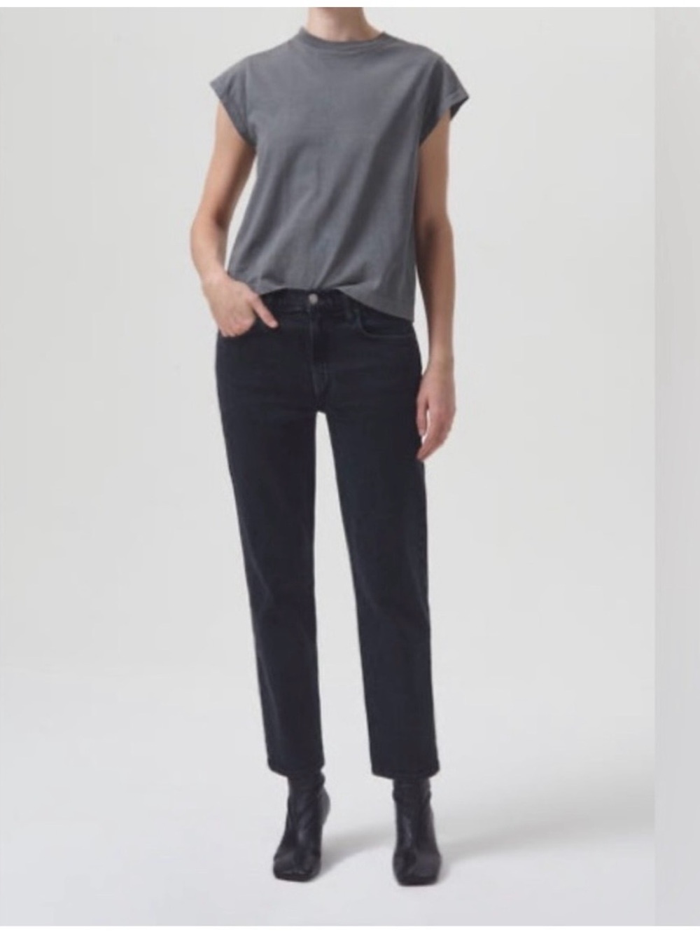 AGOLDE Kye Mid Rise Straight Jeans in Black